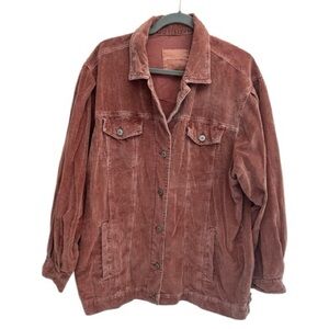 American Eagle Corduroy Jacket Button Down Mauve Dusty Rose XL Women’s Oversized